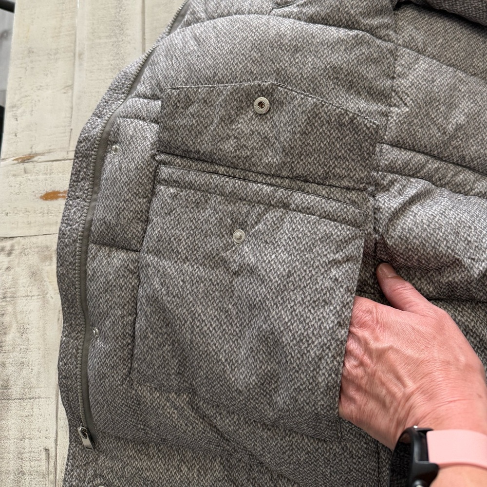Gray Winter Coat with Faux Fur Hood Long Length - Picture 8 of 14